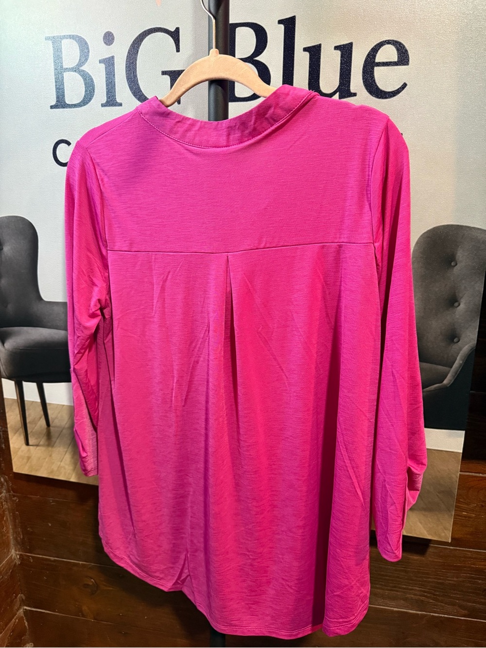 Clear Scarlet Women's Fuchsia Long-Sleeve V-Notch Tunic - Picture 2 of 2